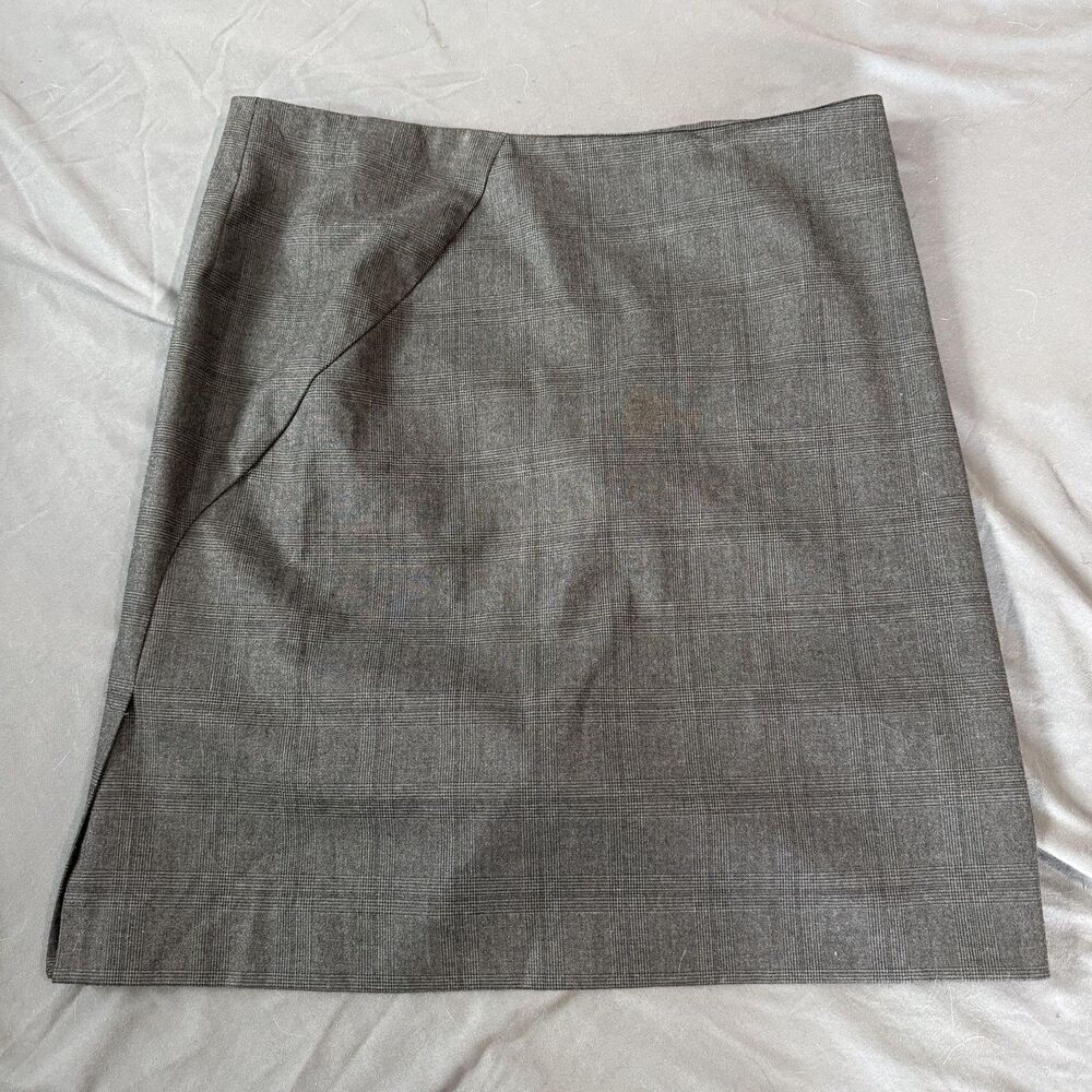 Banana Republic Skirt Womens 8 Gray Plaid Pencil Knee Length Stretch Workwear